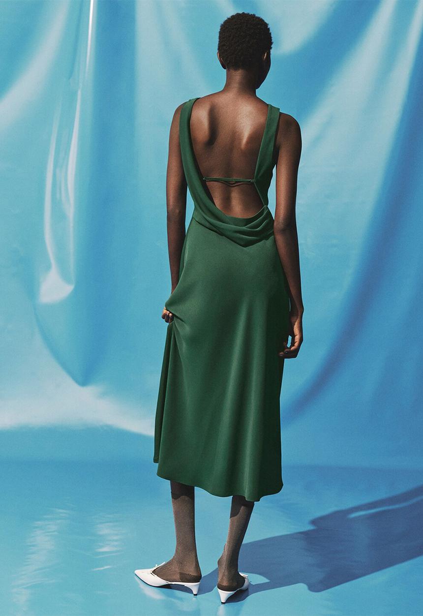MANGO - Dress steamy -  green