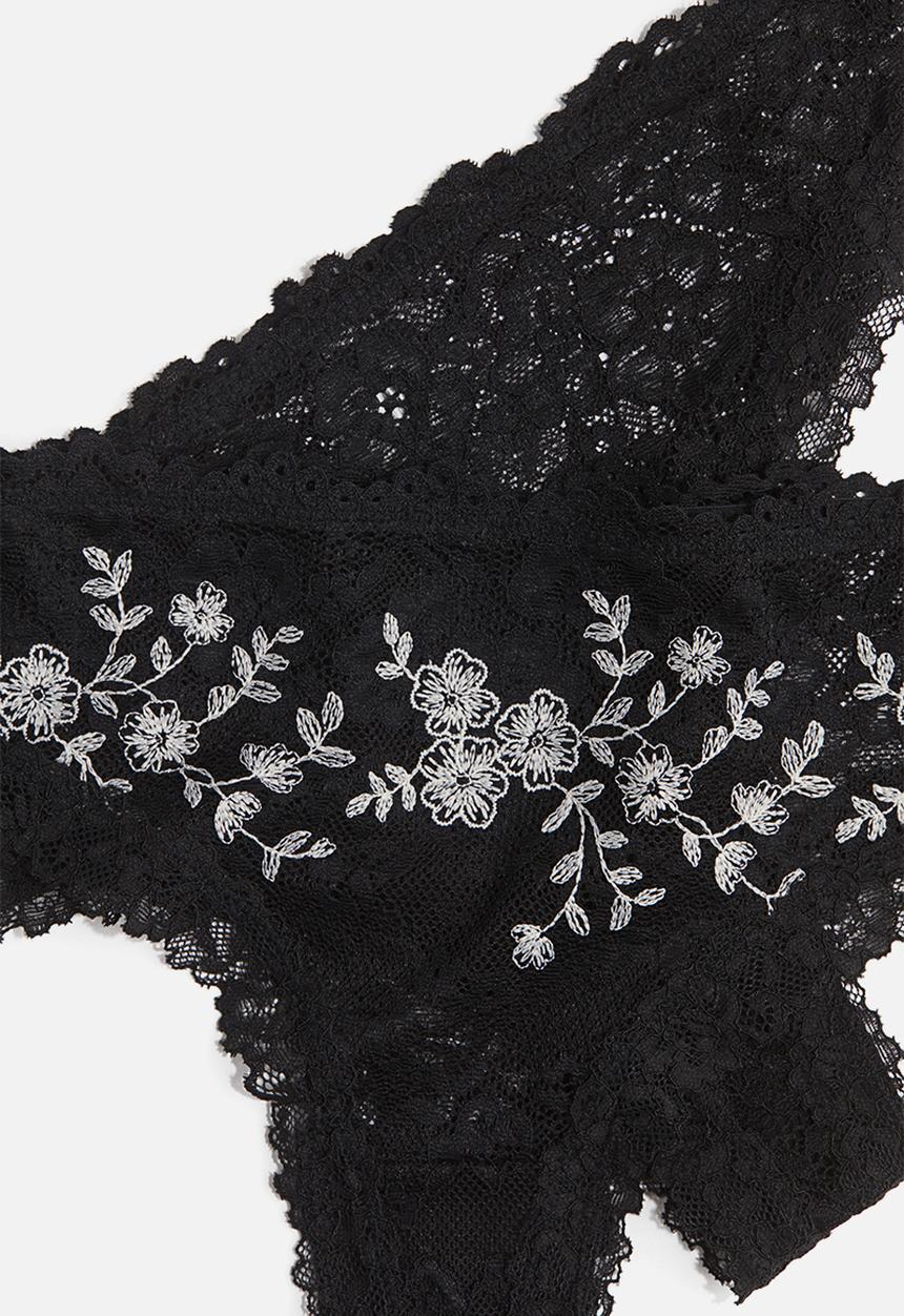 H&M - 2-pack lace brazilian briefs - black