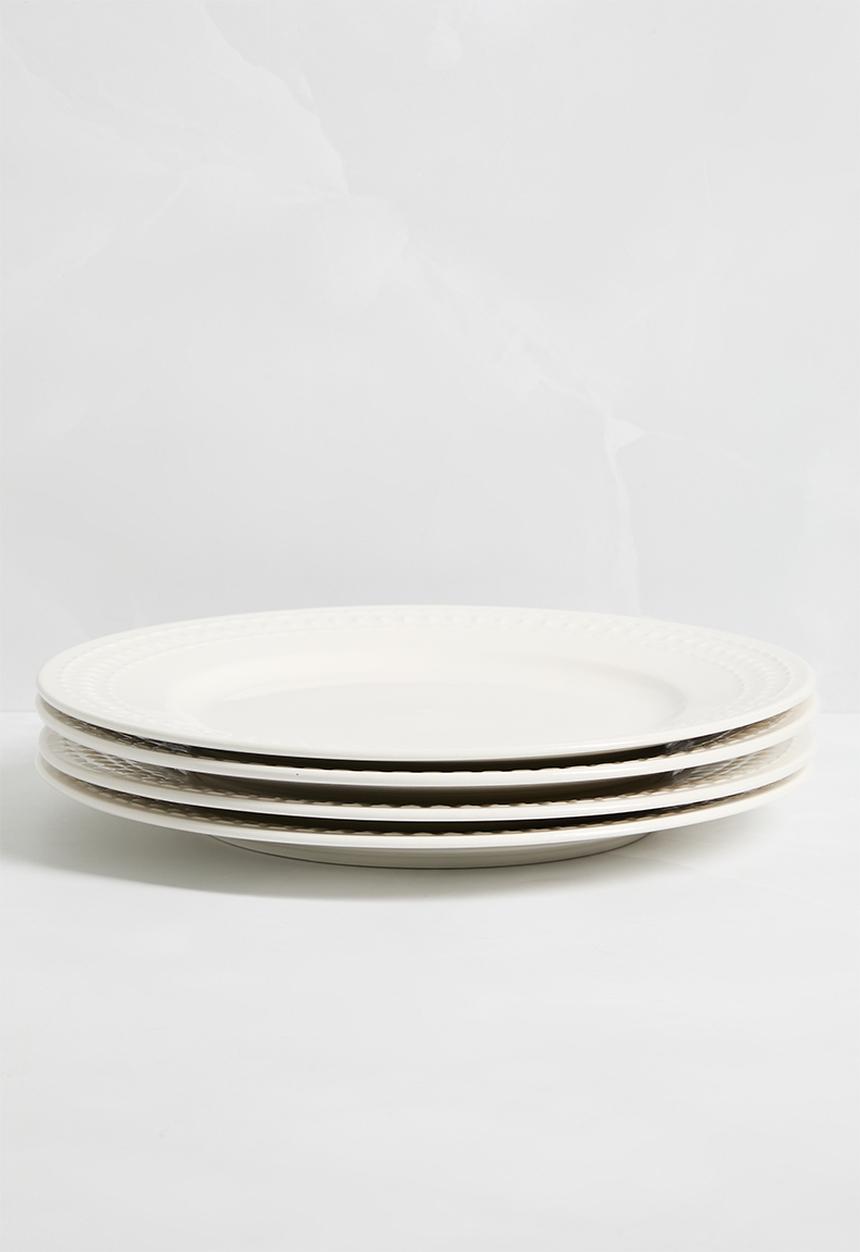 Sixth Floor - Dotty dinner plate set of 4 - White