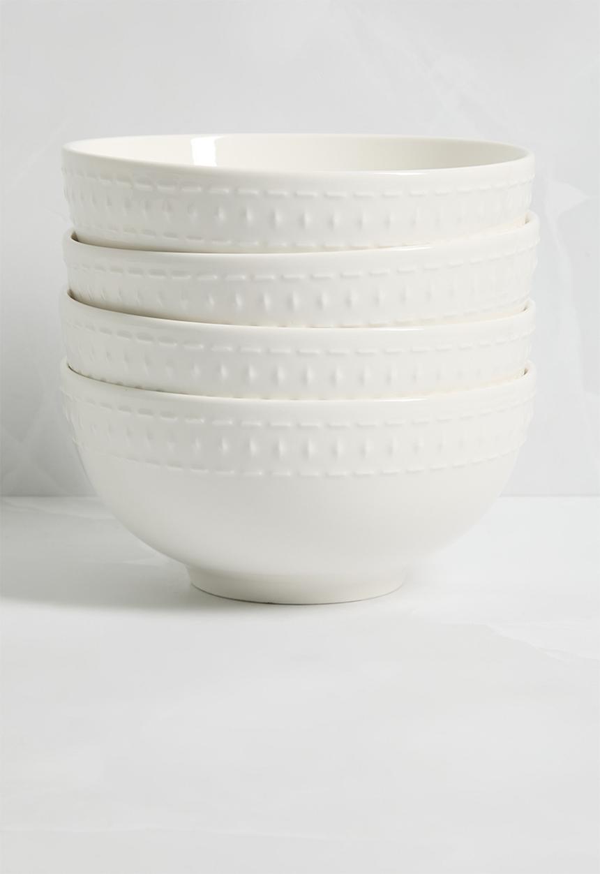 Sixth Floor - Dotty pasta bowl set of 4 - White