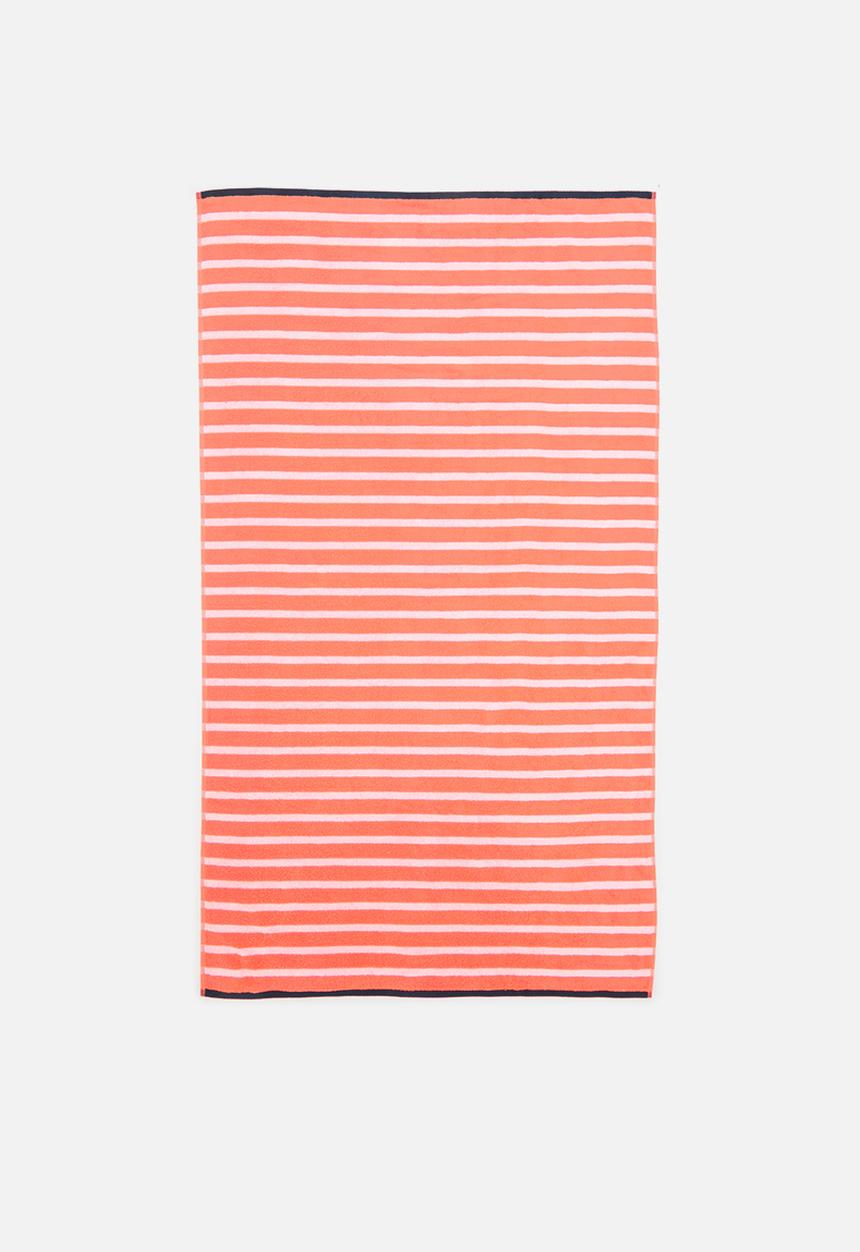 Nortex - Imperial stripe bath sheet - fresh salmon