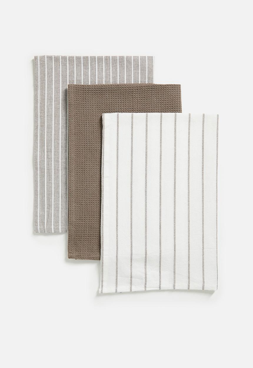 Excellent Houseware - Libby kitchen towel set of 3 - sand