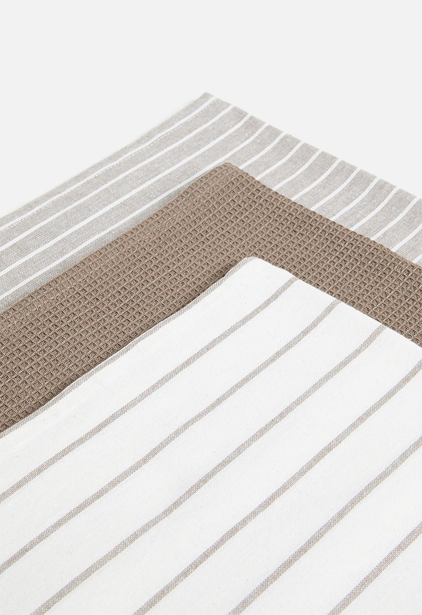 Excellent Houseware - Libby kitchen towel set of 3 - sand