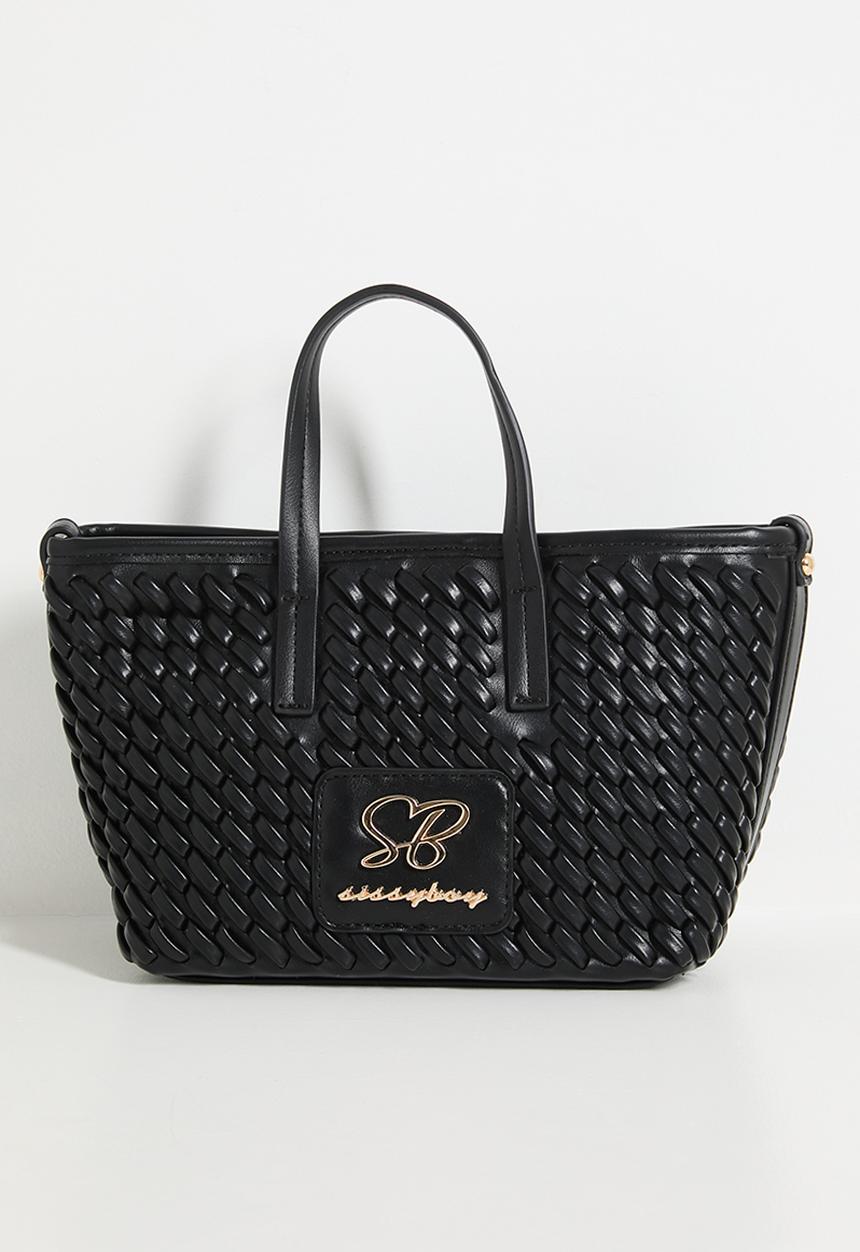 Textured mini shoulder bag - black