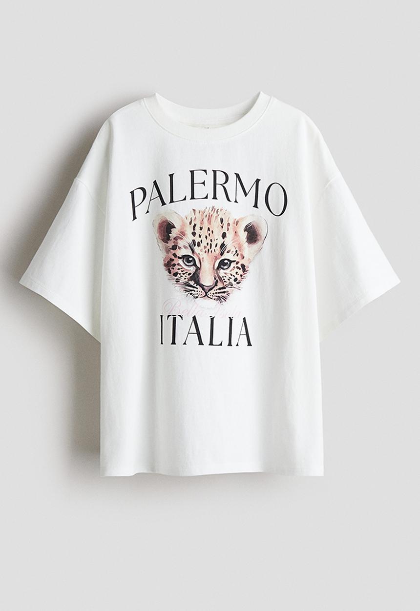 H&M - Oversized cotton T-shirt - white palermo
