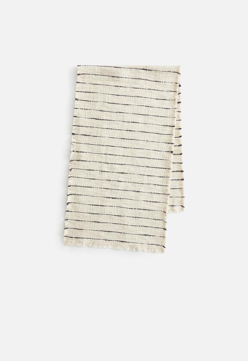 H&M - Textured-weave table runner - light beige striped