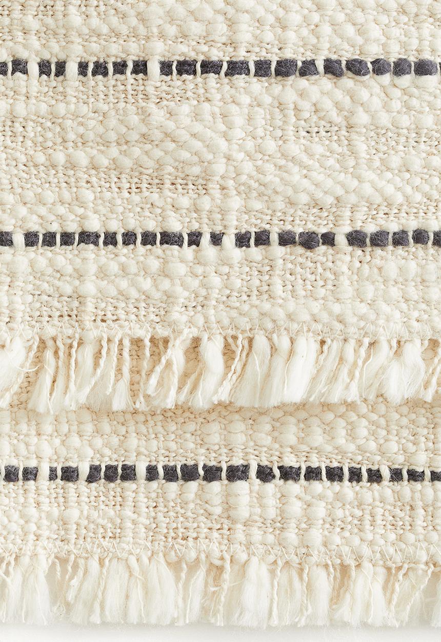 H&M - Textured-weave table runner - light beige striped