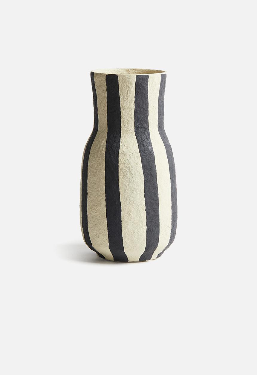 H&M - Tall papier-mâché vase - black striped