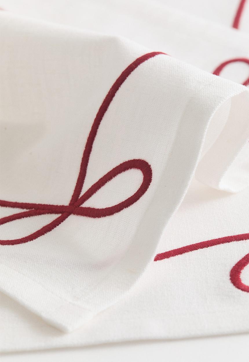 H&M - 2 pack embroidered linen-blend placemats - beige bows