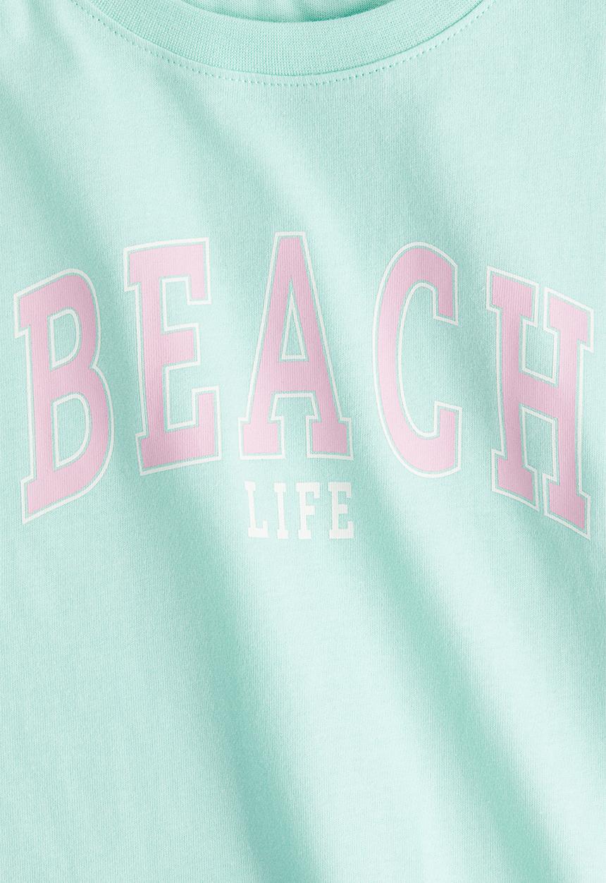 H&M - Oversized cotton T-shirt - light turquoise beach life