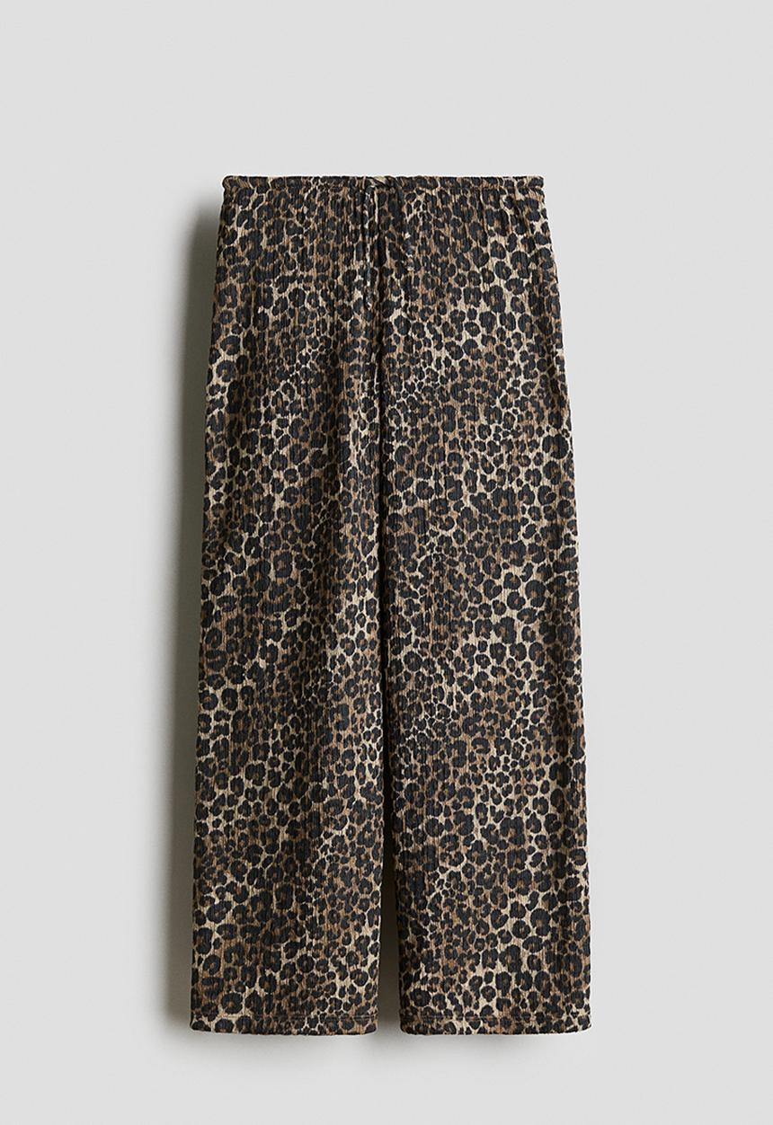 H&M - Textured jersey trousers - beige leopard print