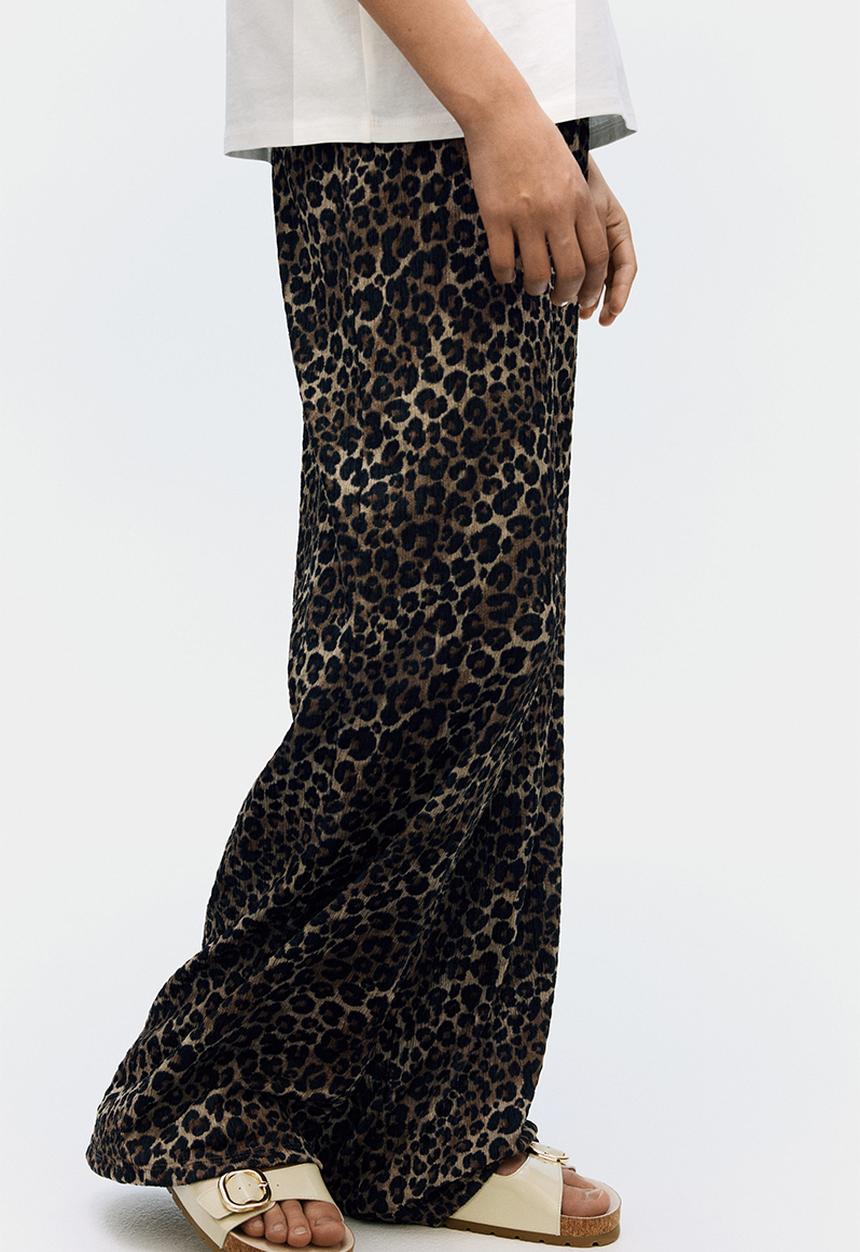 H&M - Textured jersey trousers - beige leopard print