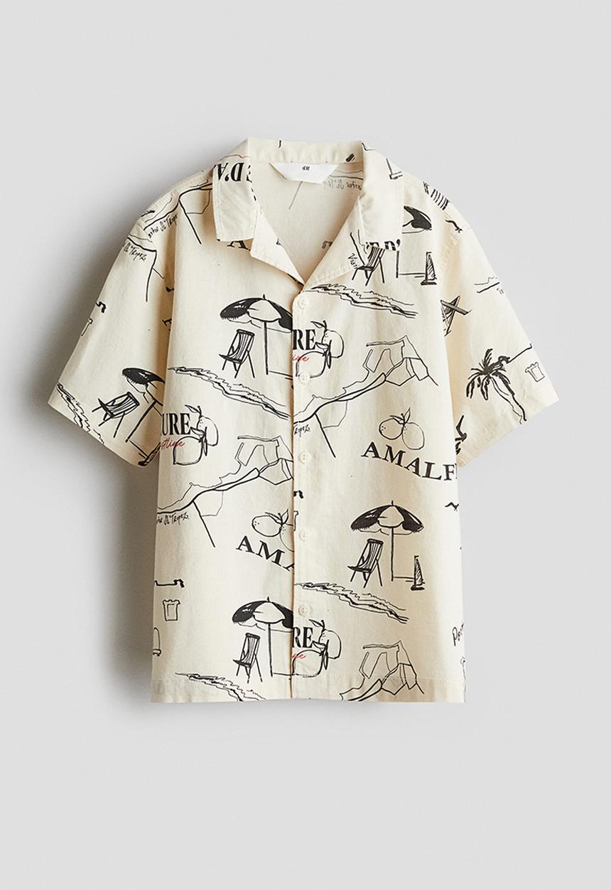 H&M - Cotton resort shirt - cream amalfi