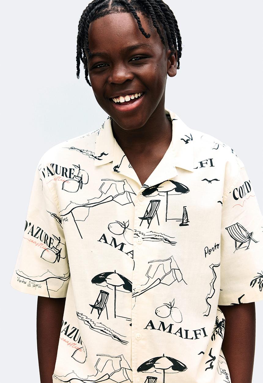 H&M - Cotton resort shirt - cream amalfi
