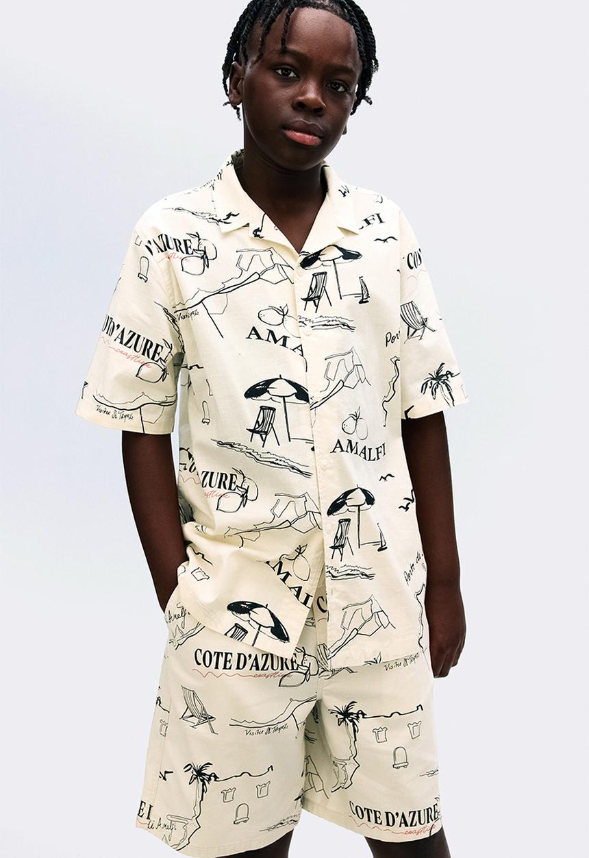 H&M - Cotton resort shirt - cream amalfi