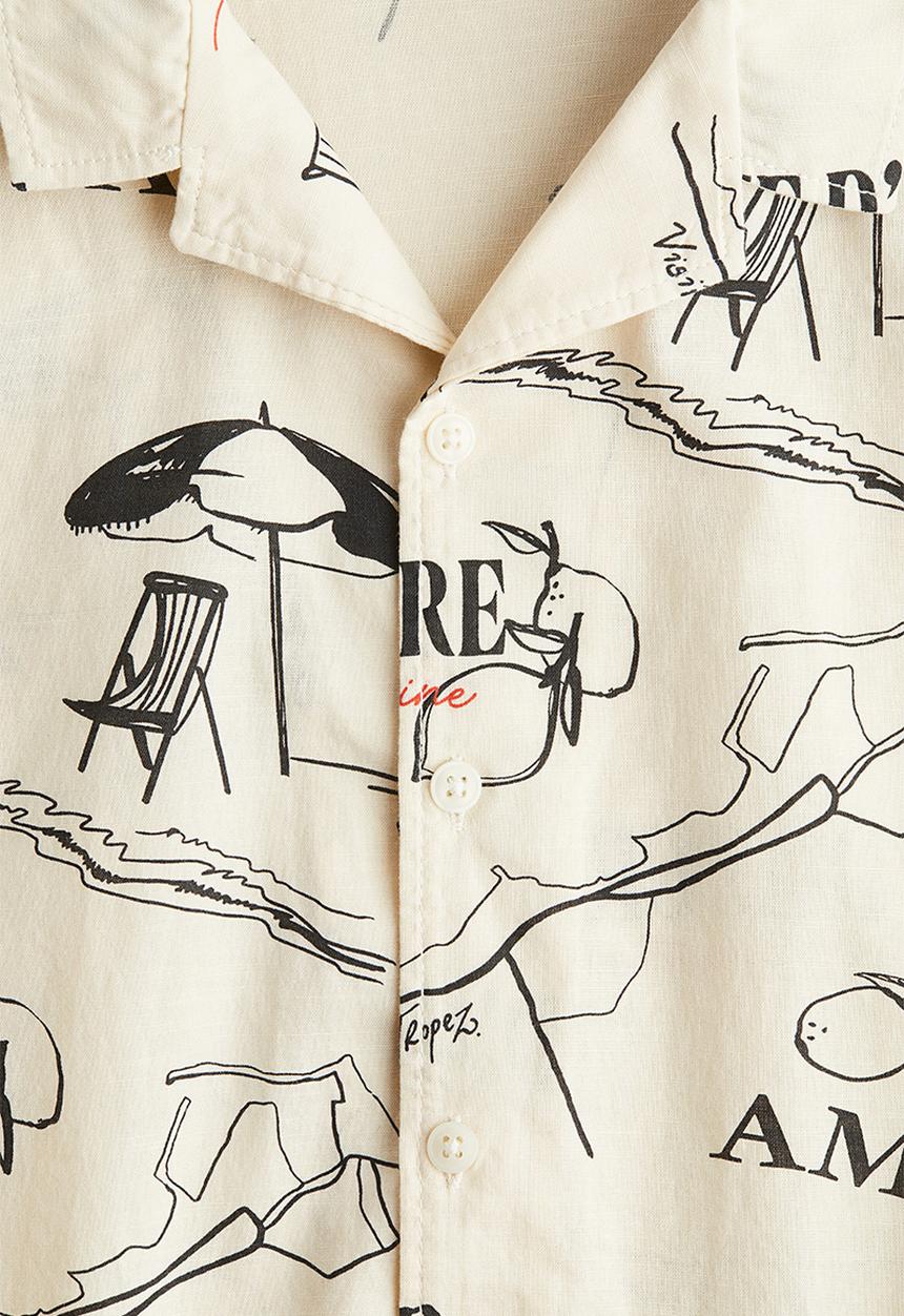H&M - Cotton resort shirt - cream amalfi