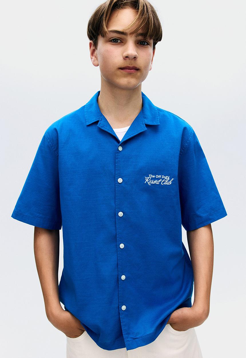 H&M - Cotton resort shirt - bright blue resort club