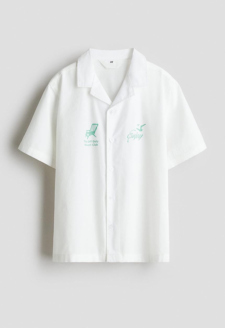 H&M - Cotton resort shirt - white enjoy