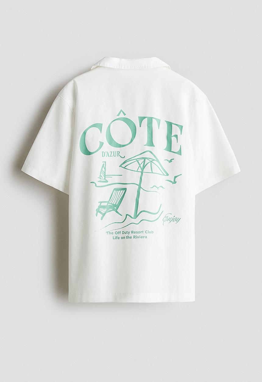 H&M - Cotton resort shirt - white enjoy
