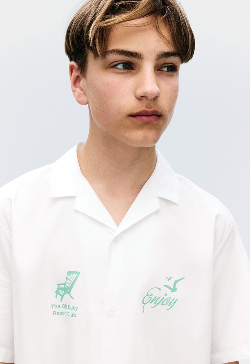 H&M - Cotton resort shirt - white enjoy