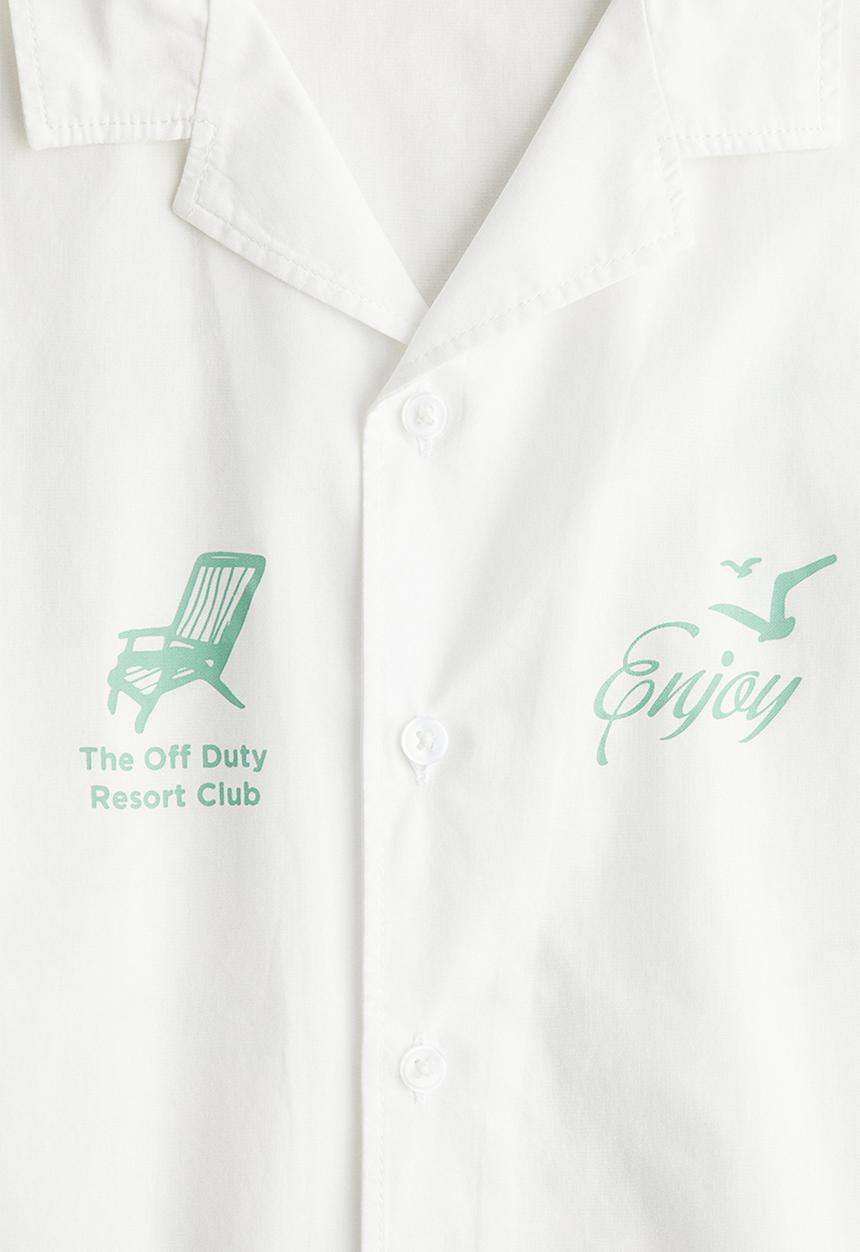 H&M - Cotton resort shirt - white enjoy