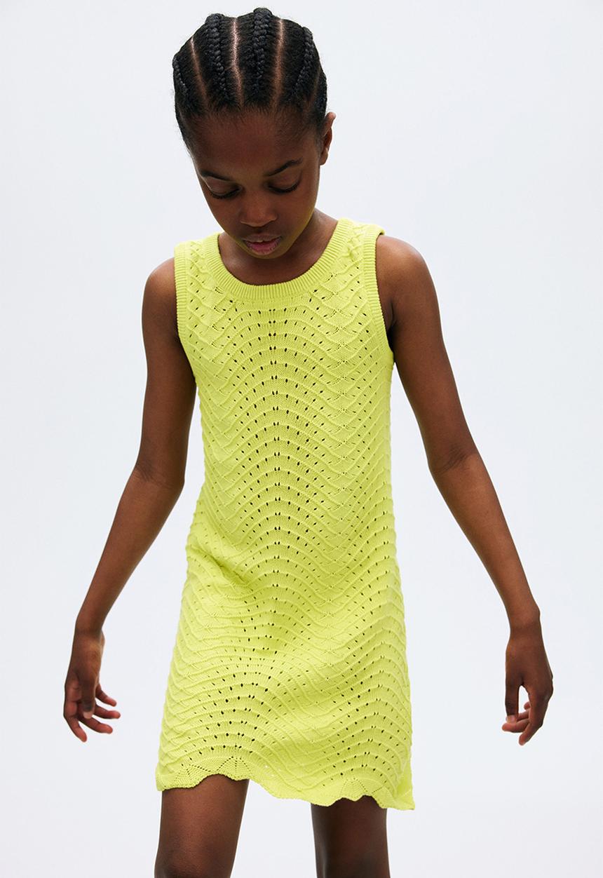 H&M - Textured cotton dress - lime green 