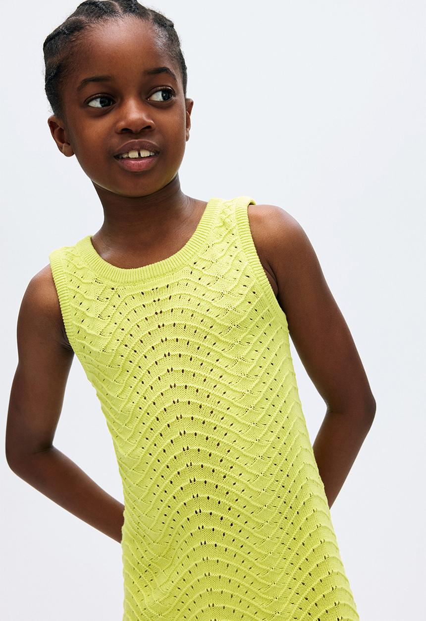 H&M - Textured cotton dress - lime green 