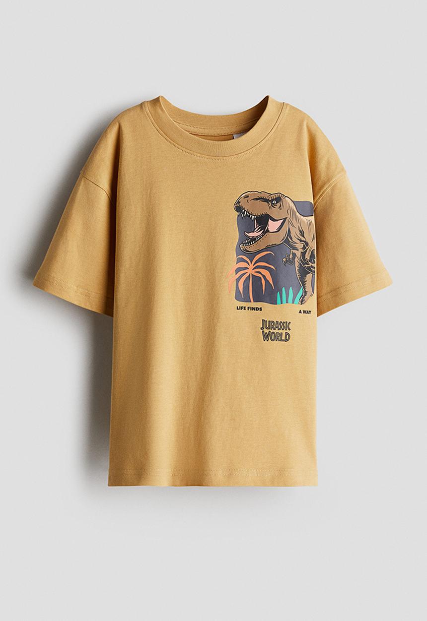 H&M - Oversized printed T-shirt - beige/jurassic world