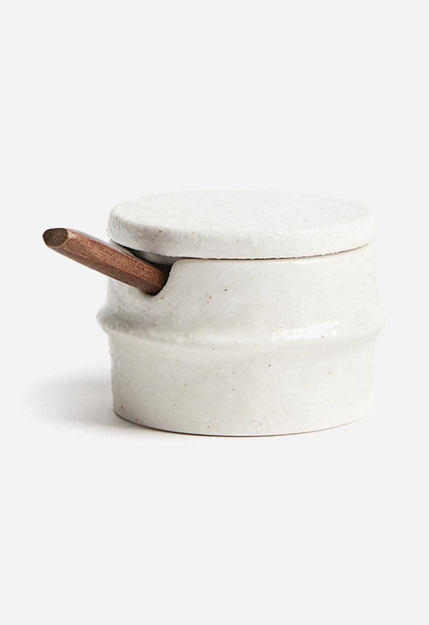 H&M - Stoneware salt jar - white