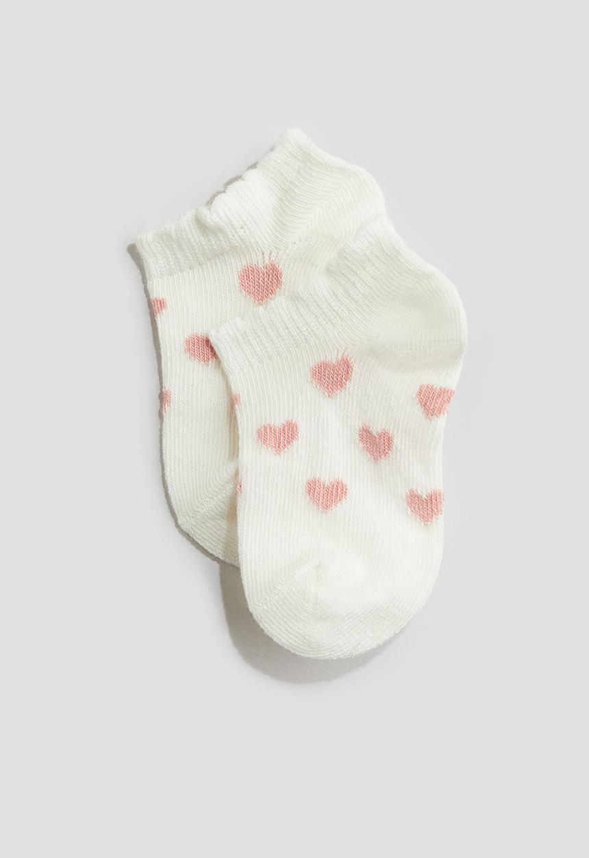 H&M - 4 pack shaftless socks - dusty pink & white