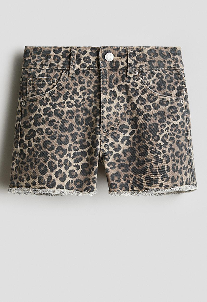 H&M - Denim shorts - beige leopard print