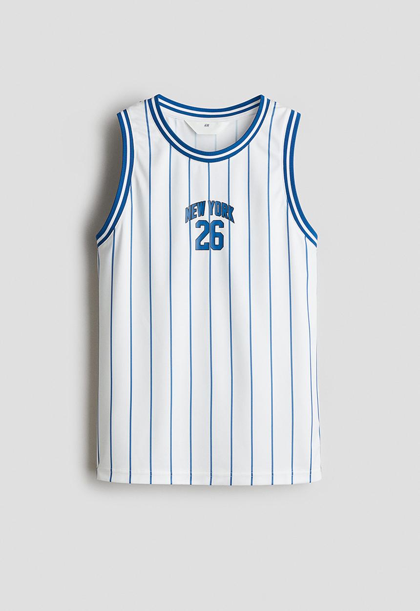H&M - Mesh basketball vest top - white new york