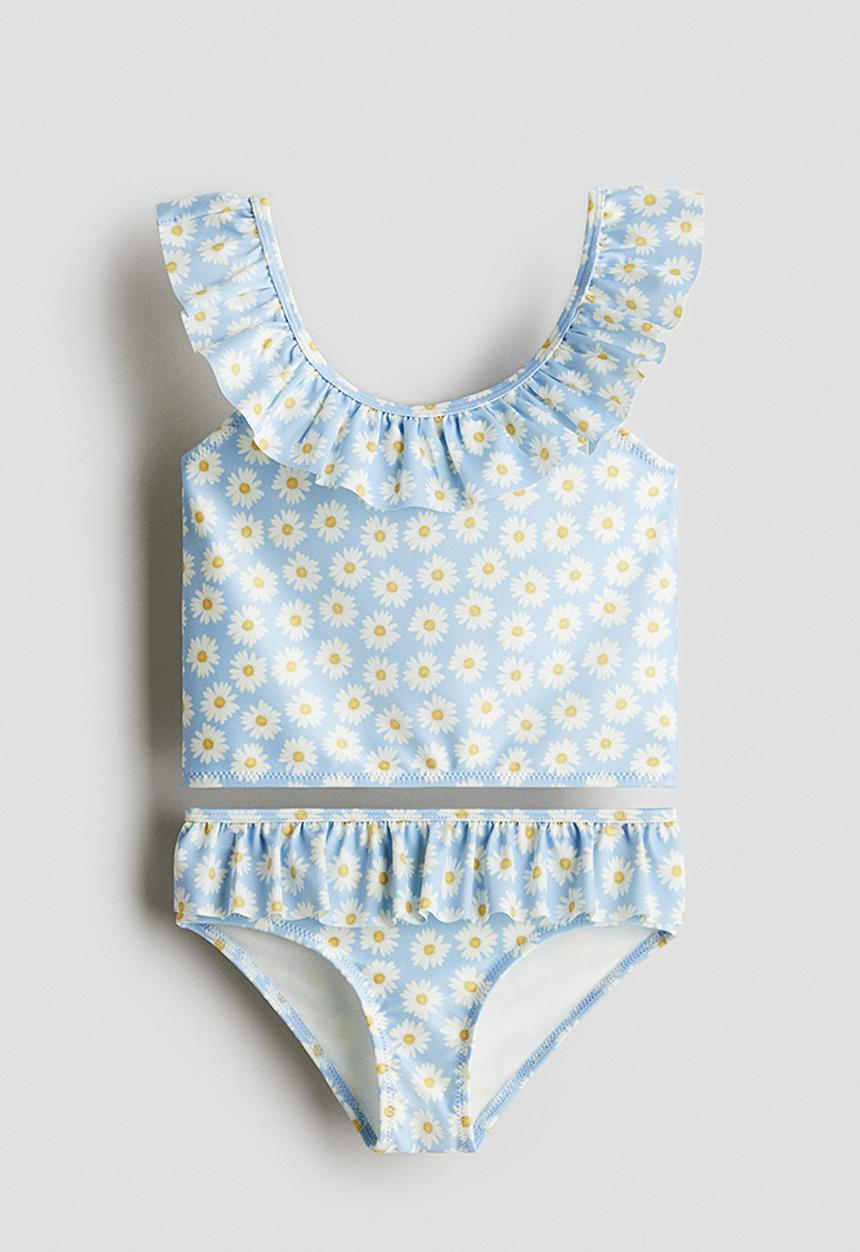 H&M - Flounce-trimmed tankini - light blue floral