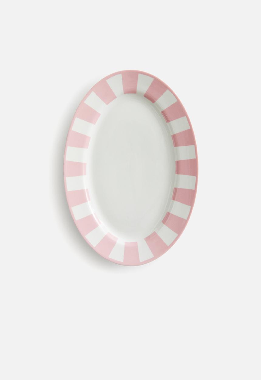 H&M - Large porcelain serving plate - pink striped
