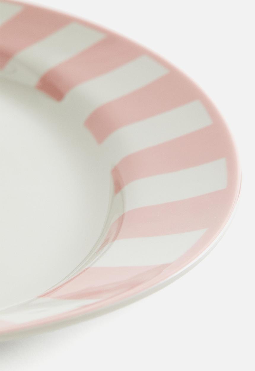 H&M - Large porcelain serving plate - pink striped