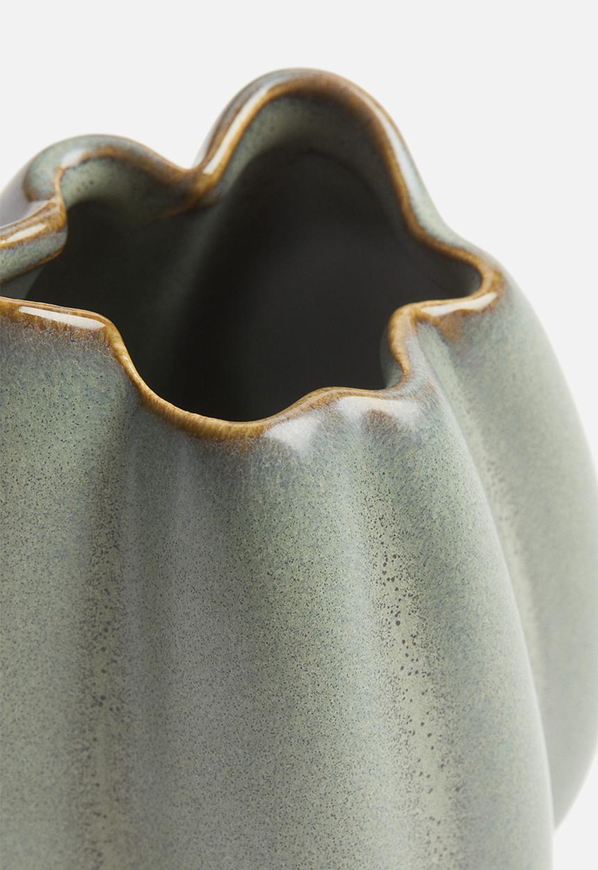H&M - Small stoneware vase - dusty green 