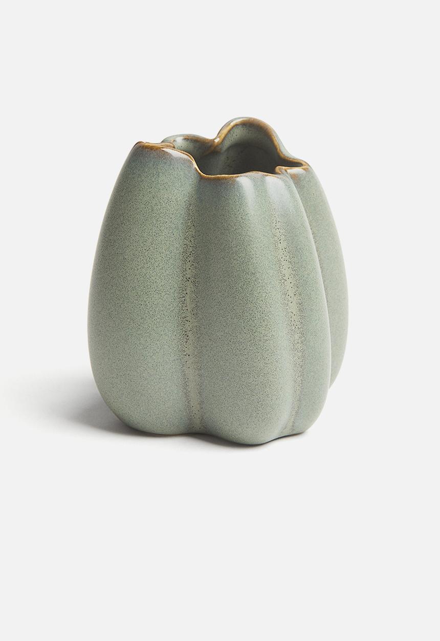 H&M - Small stoneware vase - dusty green 