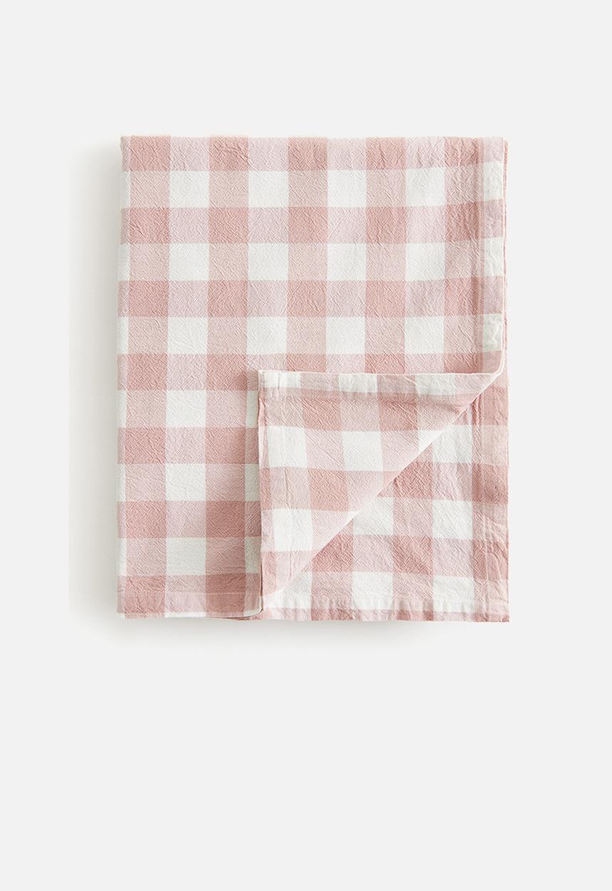 H&M - Patterned cotton tablecloth - pink,white