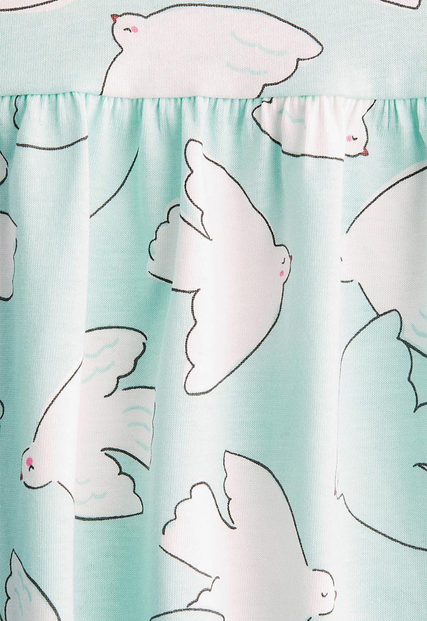 H&M - Patterned cotton dress - light turquoise/birds
