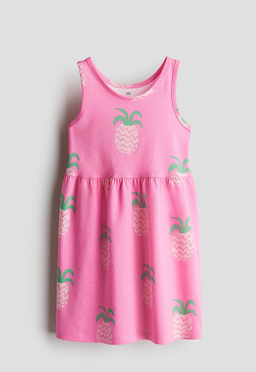 H&M - Patterned cotton dress - pink/pineapples 