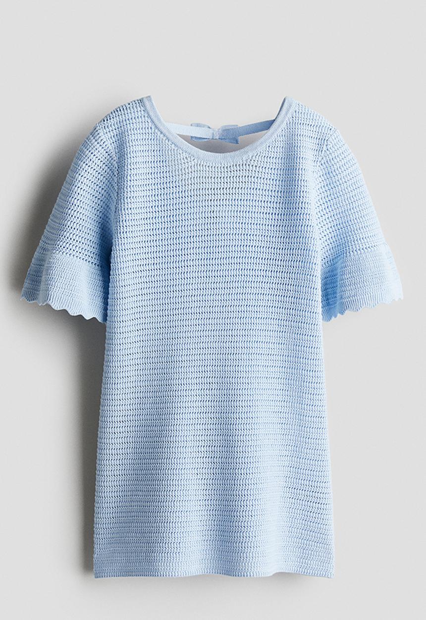 H&M - Crochet-look cotton dress - light blue