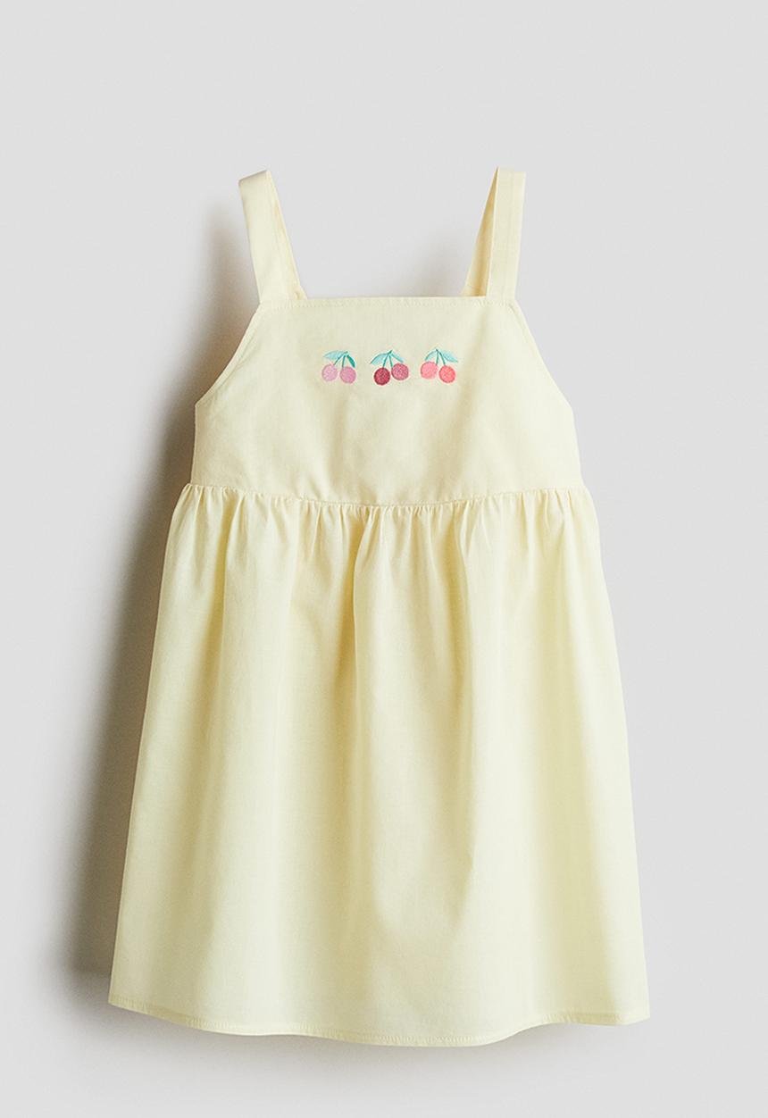 H&M - Cotton dress - light yellow cherries