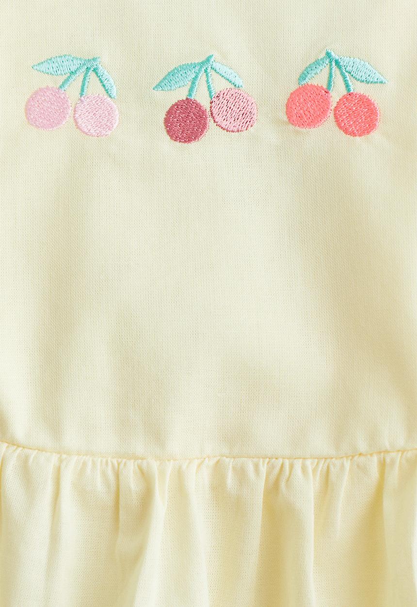 H&M - Cotton dress - light yellow cherries