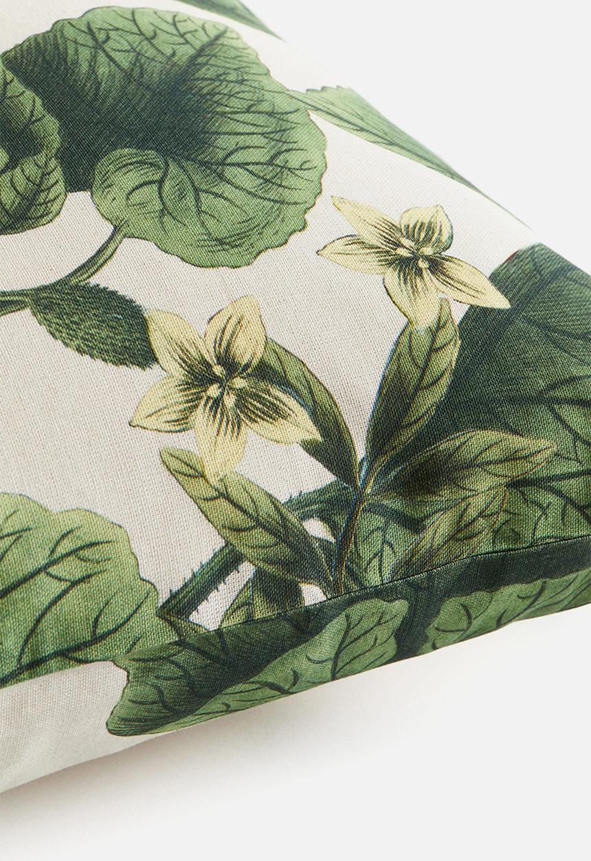 H&M - Patterned cushion cover - light beige/floral 