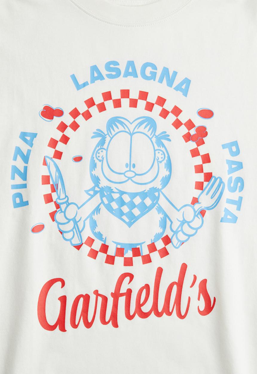 H&M - Printed cotton t-shirt - white garfield