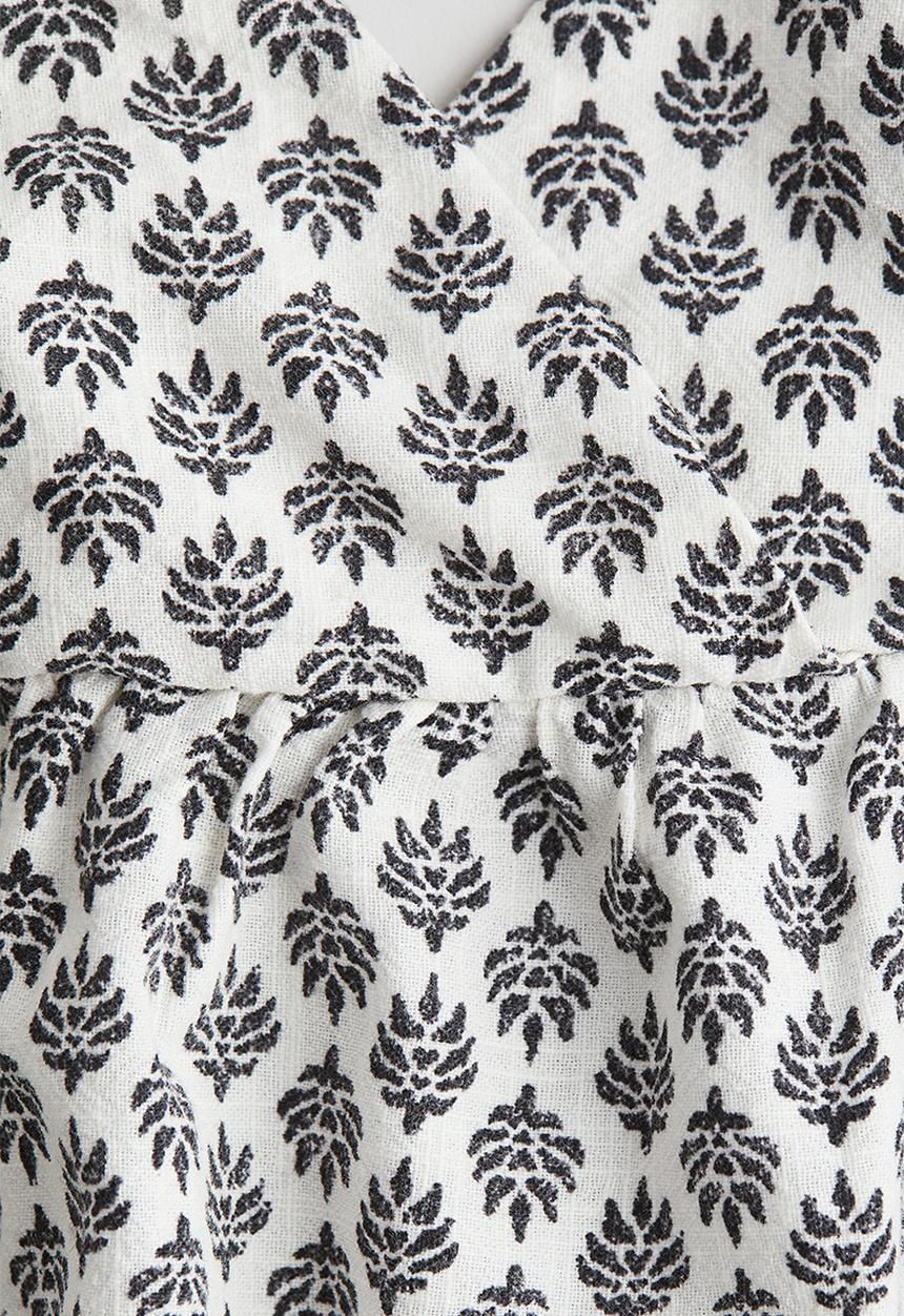 H&M - V-neck strappy top - white patterned 