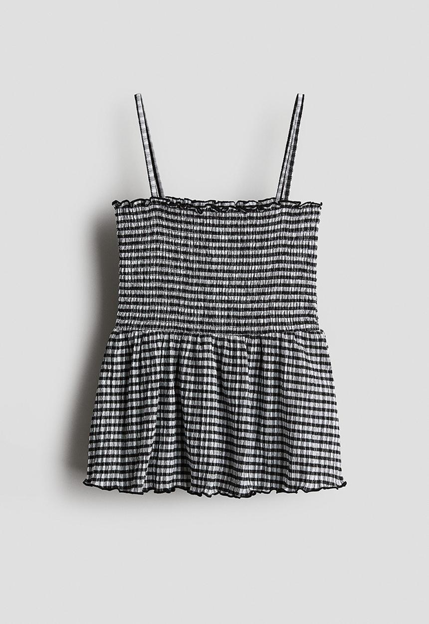 H&M - Smocked strappy top - black checked