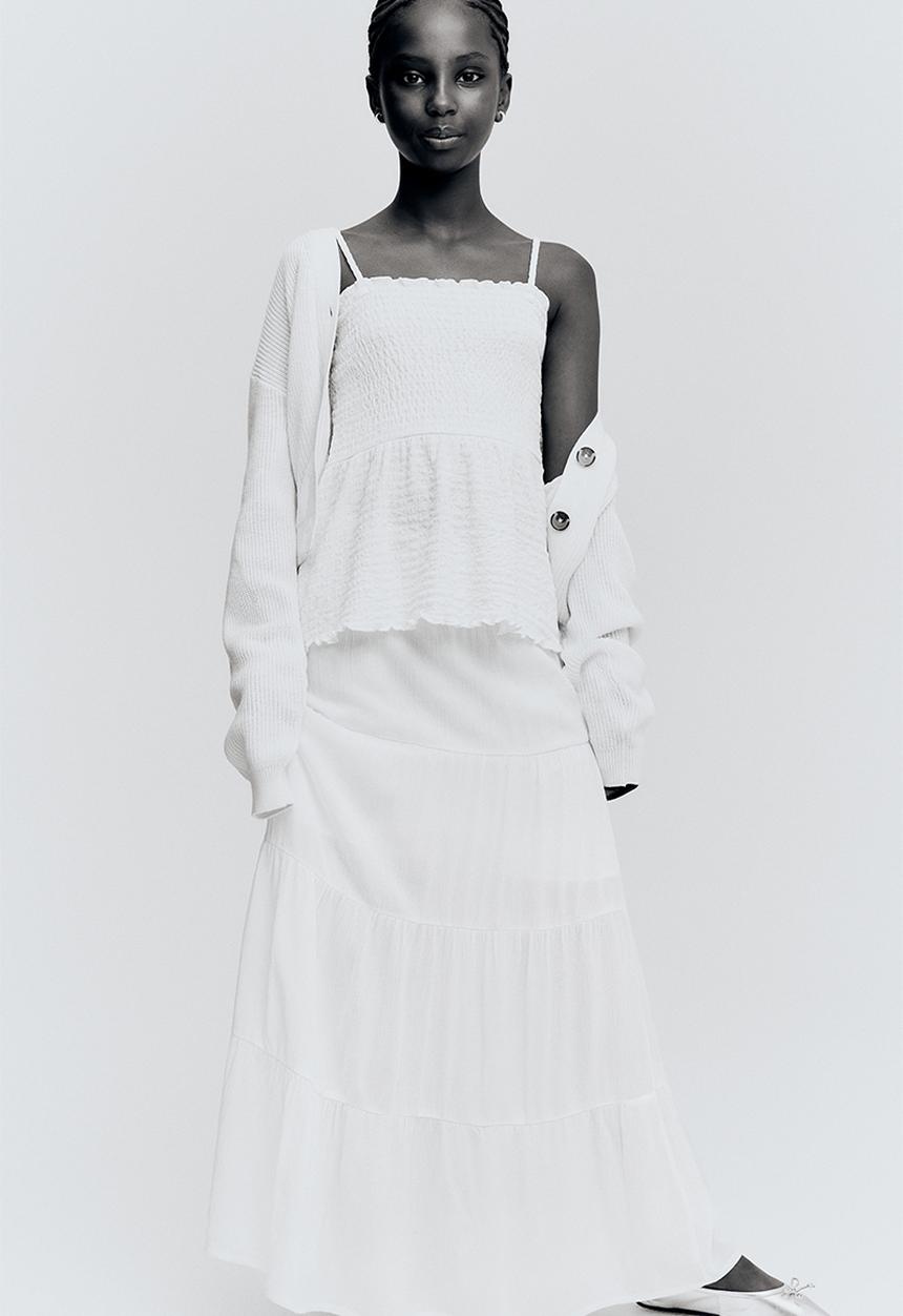 H&M - Smocked strappy top - white