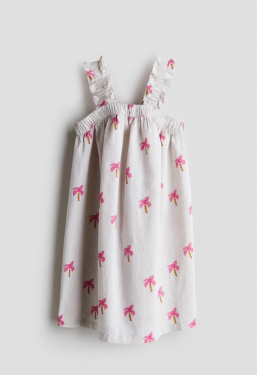 H&M - Linen-blend dress - white palm trees