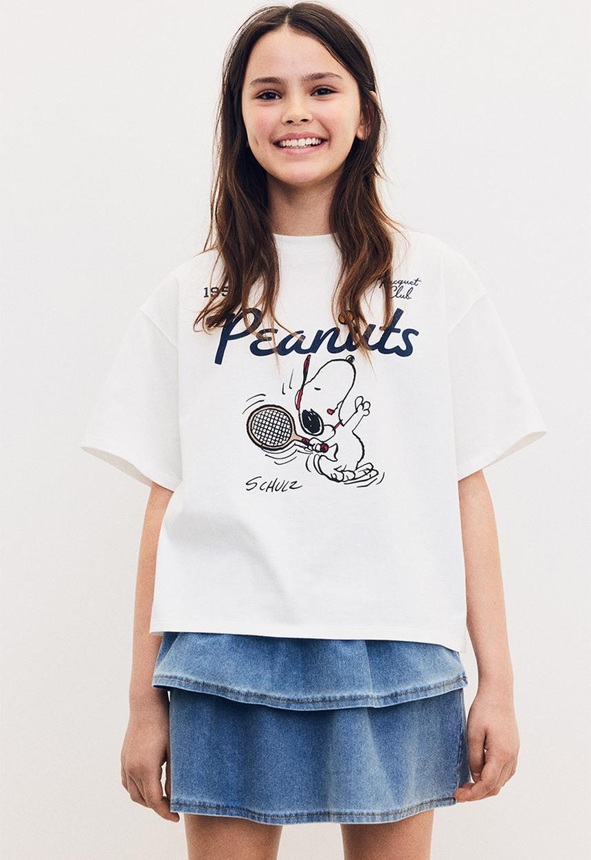 H&M - Printed cotton t-shirt - white snoopy